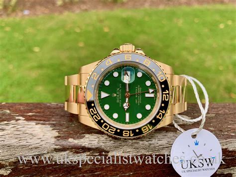 rolex gmt-master ii 18ct yellow gold green dial 116718ln|will rolex release 116710.